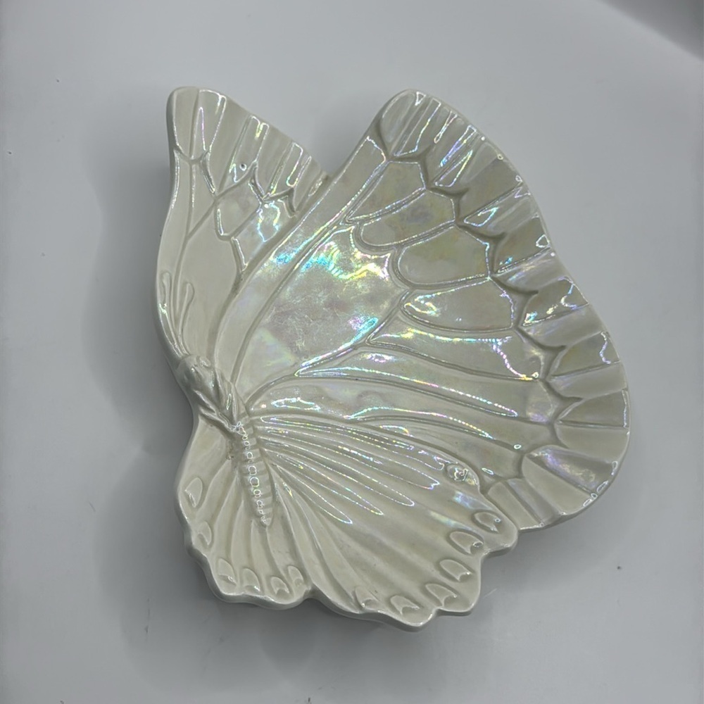 Fitz and Floyd Iridescent Butterfly Shaped trinket Dish